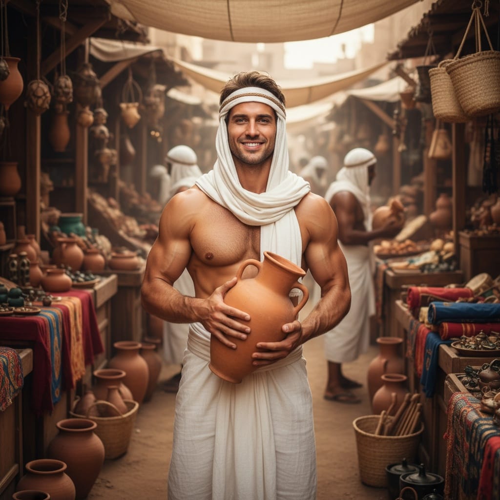 athletic white man market merchant scene 71006275