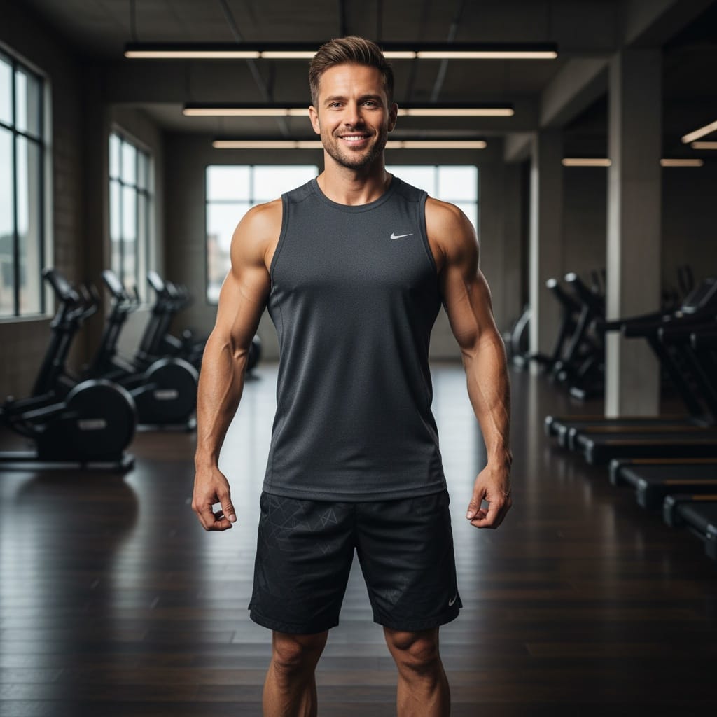 athletic white man motivational full body 86459952