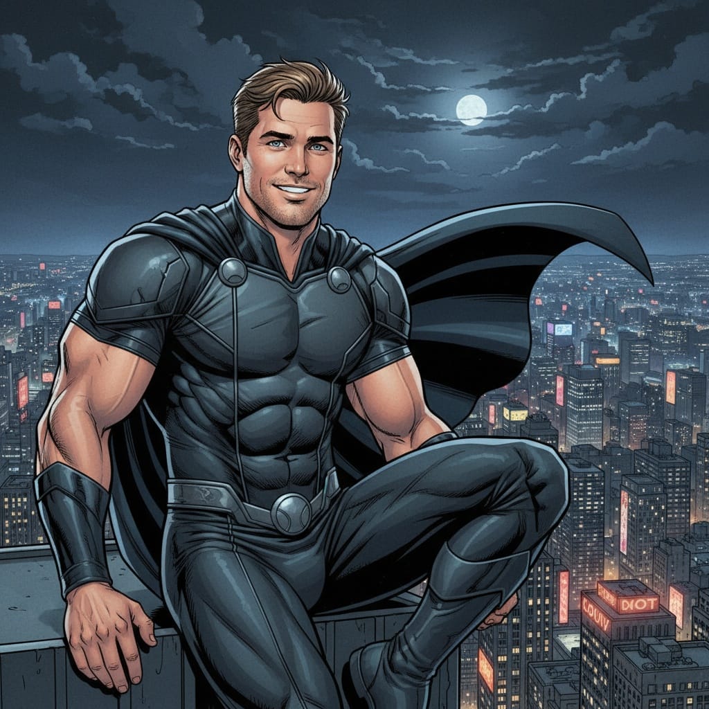 athletic white man night city patrol scene 23211773