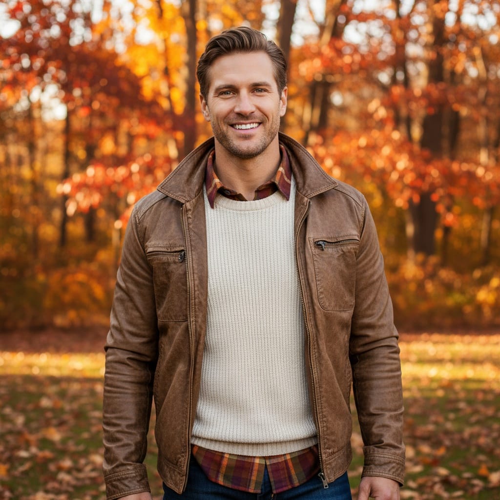 athletic white man outdoor autumn family gathering 61935357
