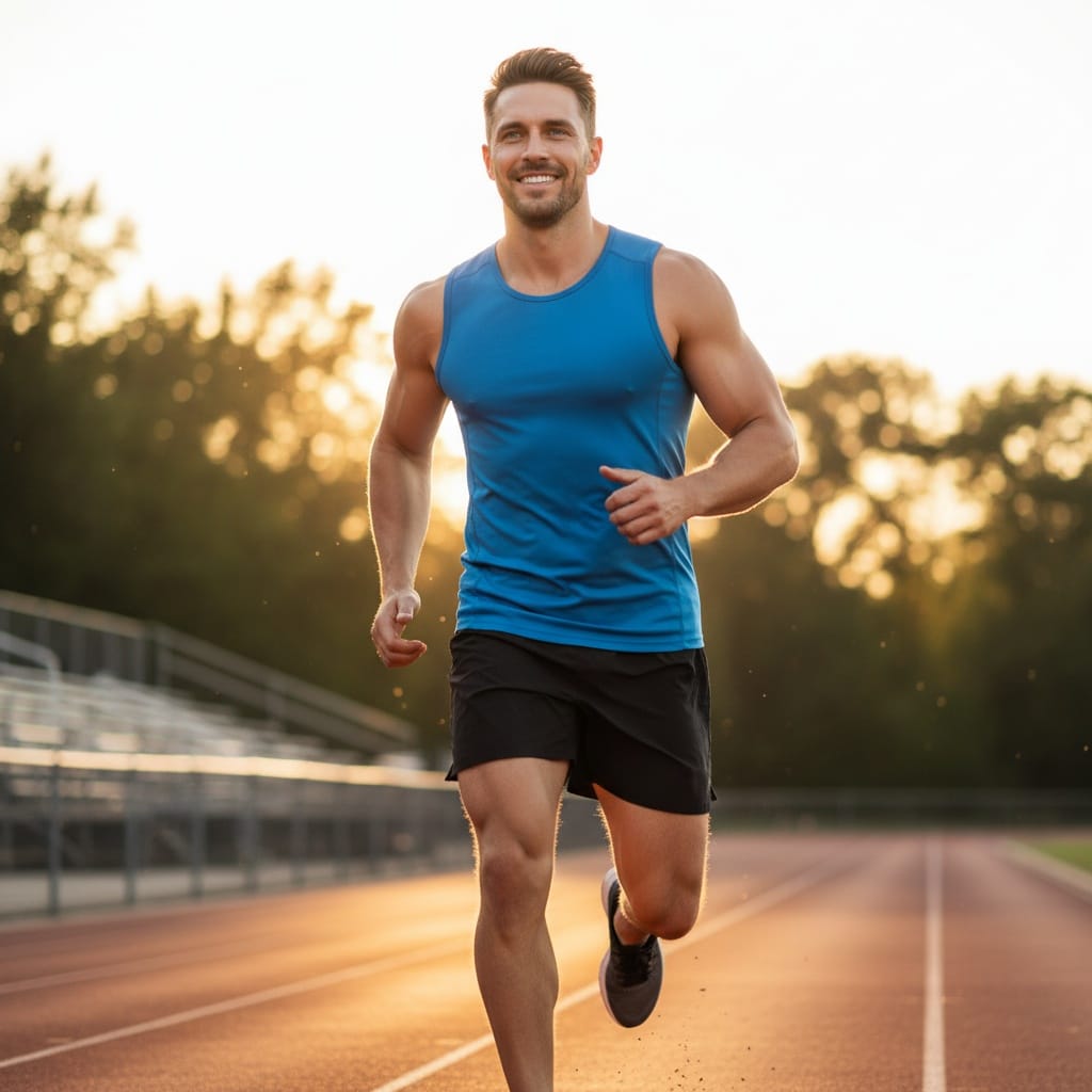 athletic white man outdoor running athlete 83584756