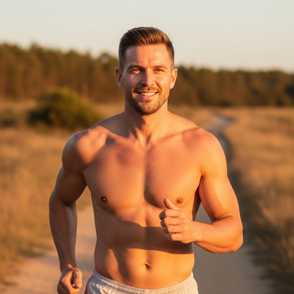 athletic white man outdoor running athlete 97141419