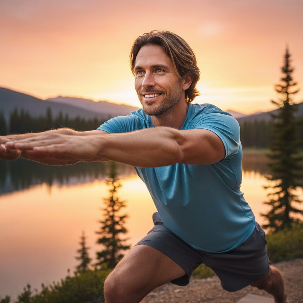 athletic white man outdoor sunrise practice 99917776