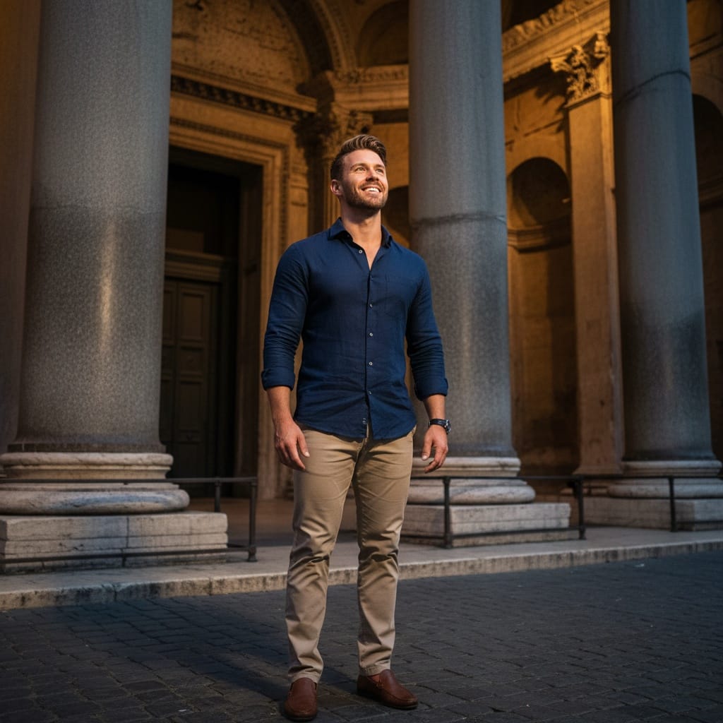 athletic white man pantheon entrance shot 23987254