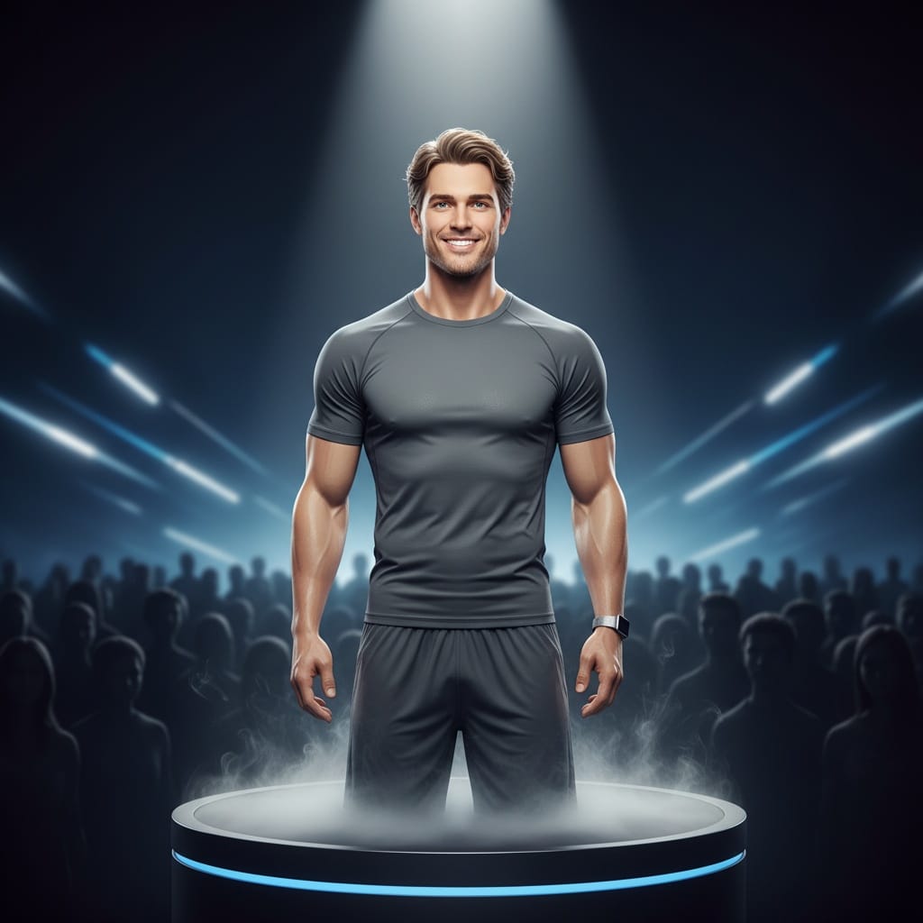 athletic white man product unveiling moment 24145745
