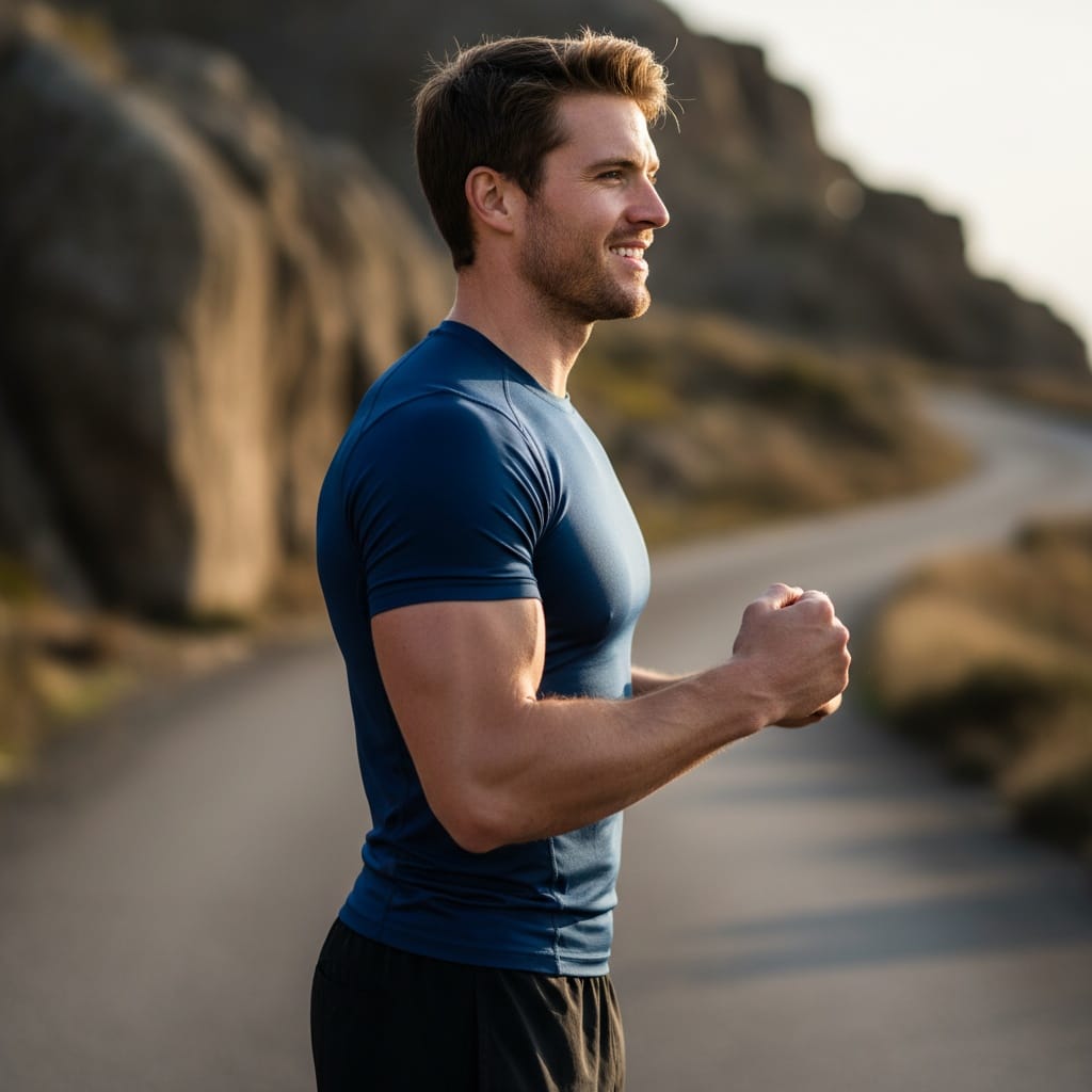 athletic white man profile athletic stance 25939476