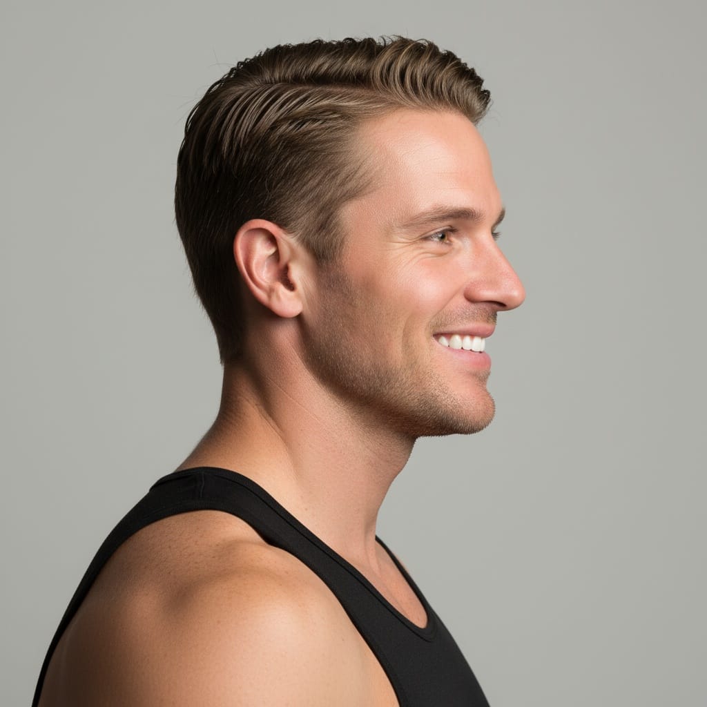 athletic white man profile side angle 34174555