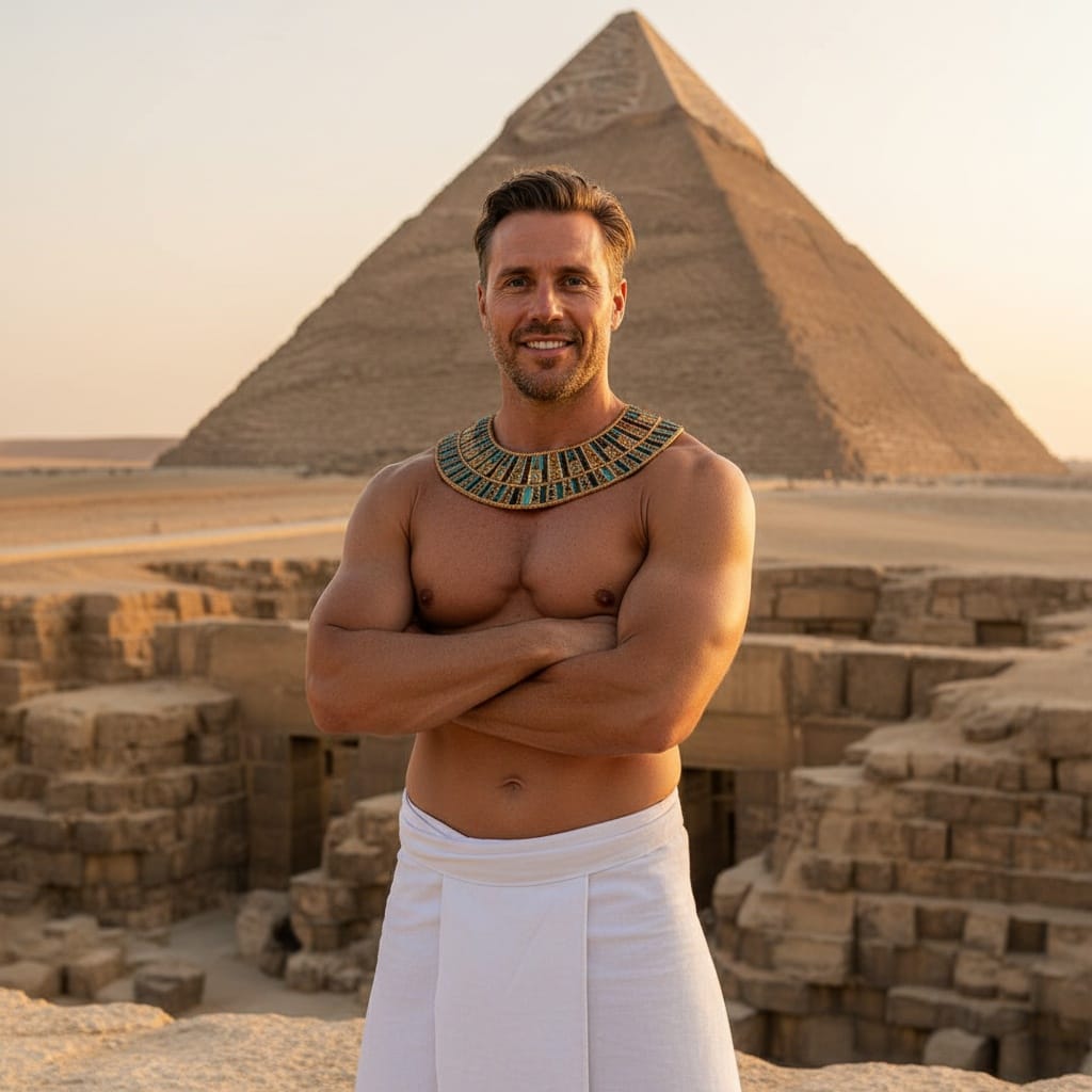 athletic white man pyramid exterior portrait 42405750