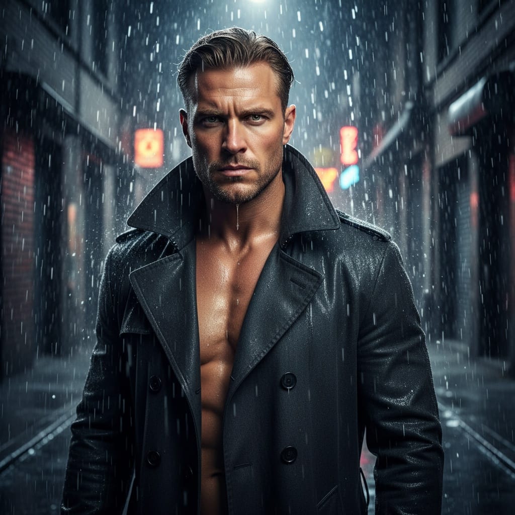 athletic white man rain dramatic exterior 21590442