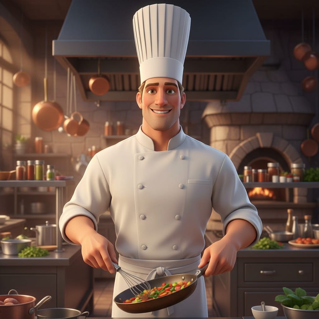 athletic white man ratatouille chef kitchen 33267186