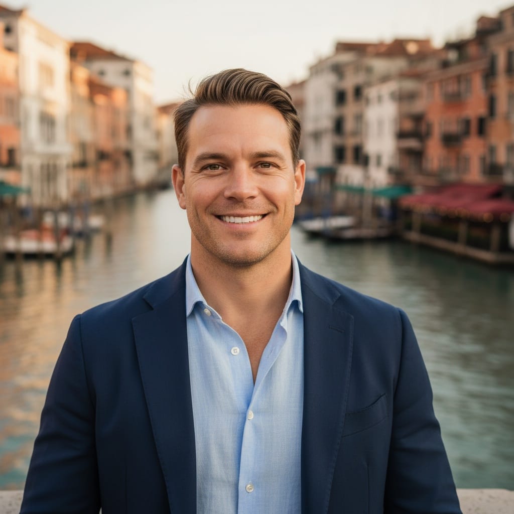 athletic white man rialto bridge portrait 33562379