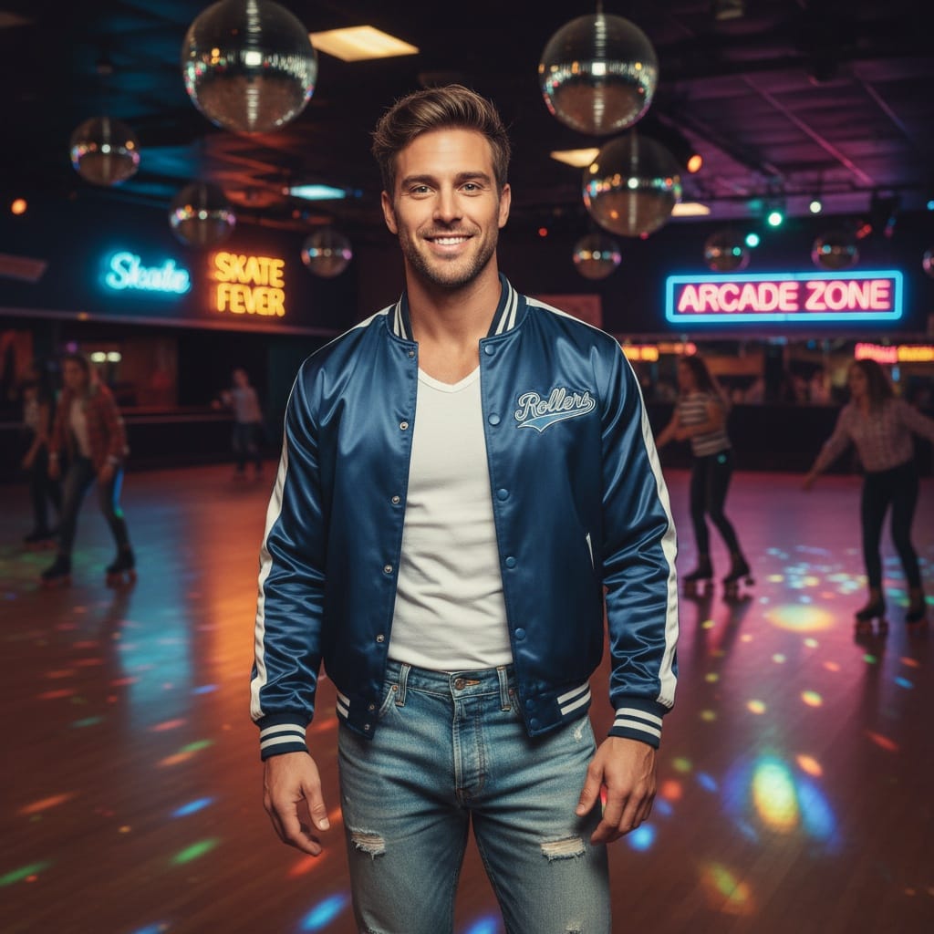 athletic white man roller rink atmosphere 76945628