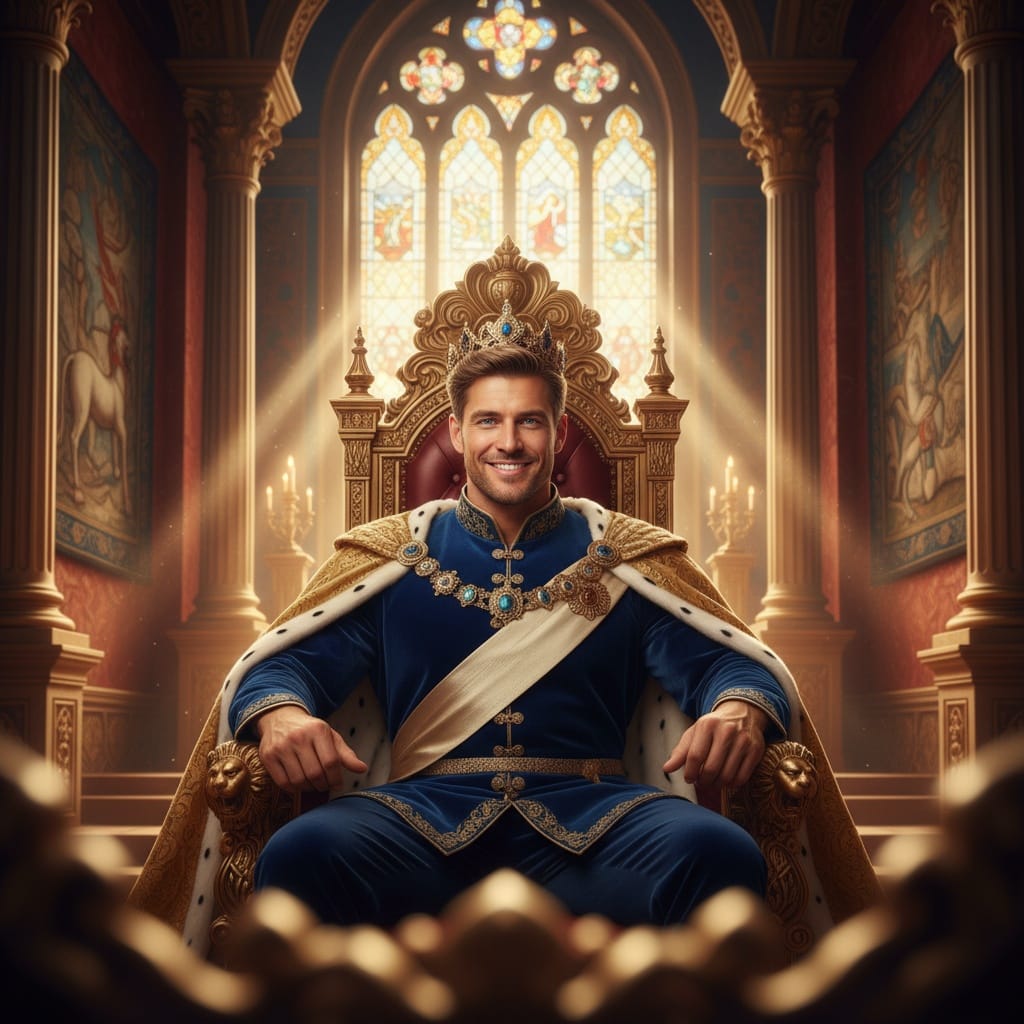athletic white man royal throne room 45918692