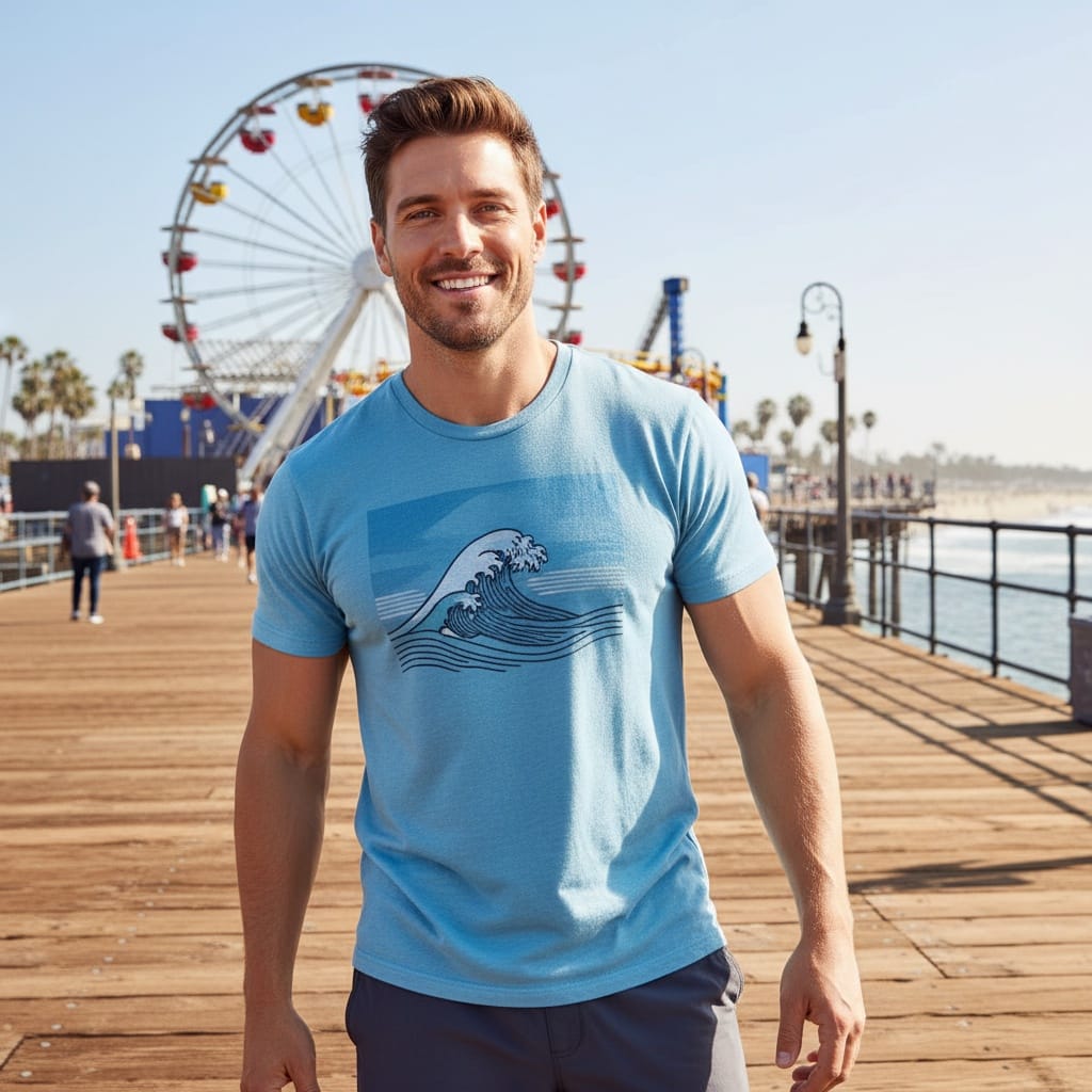 athletic white man santa monica pier lifestyle 90037226