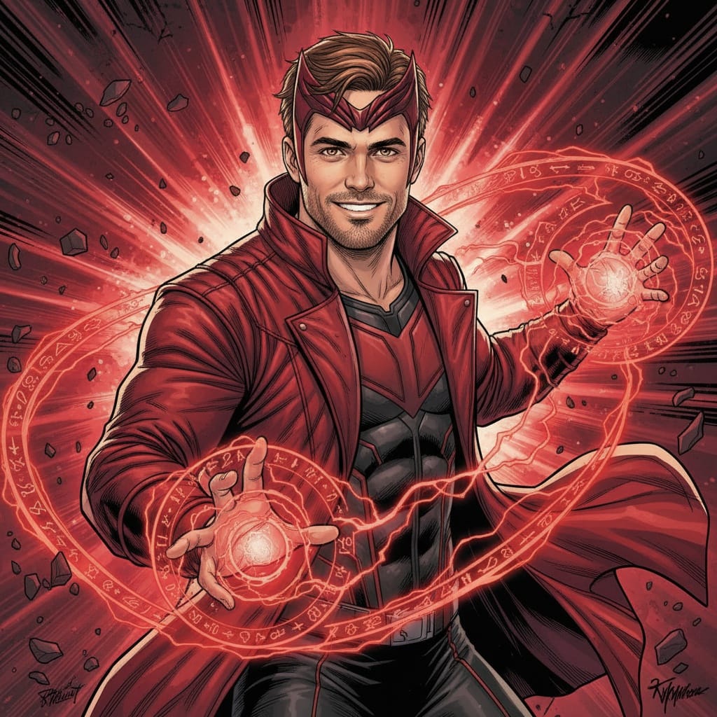 athletic white man scarlet witch magic powers 74042028