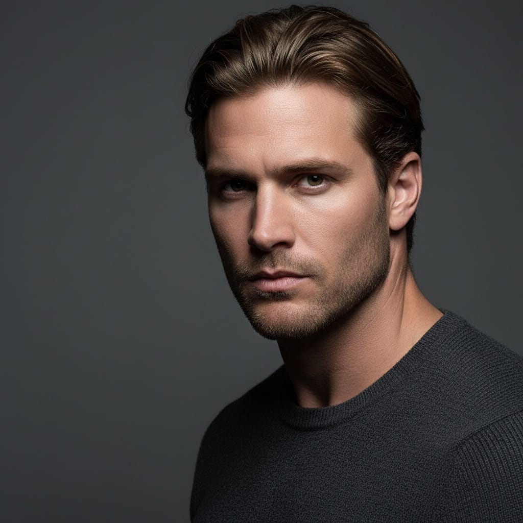 athletic white man serious editorial look 71138665