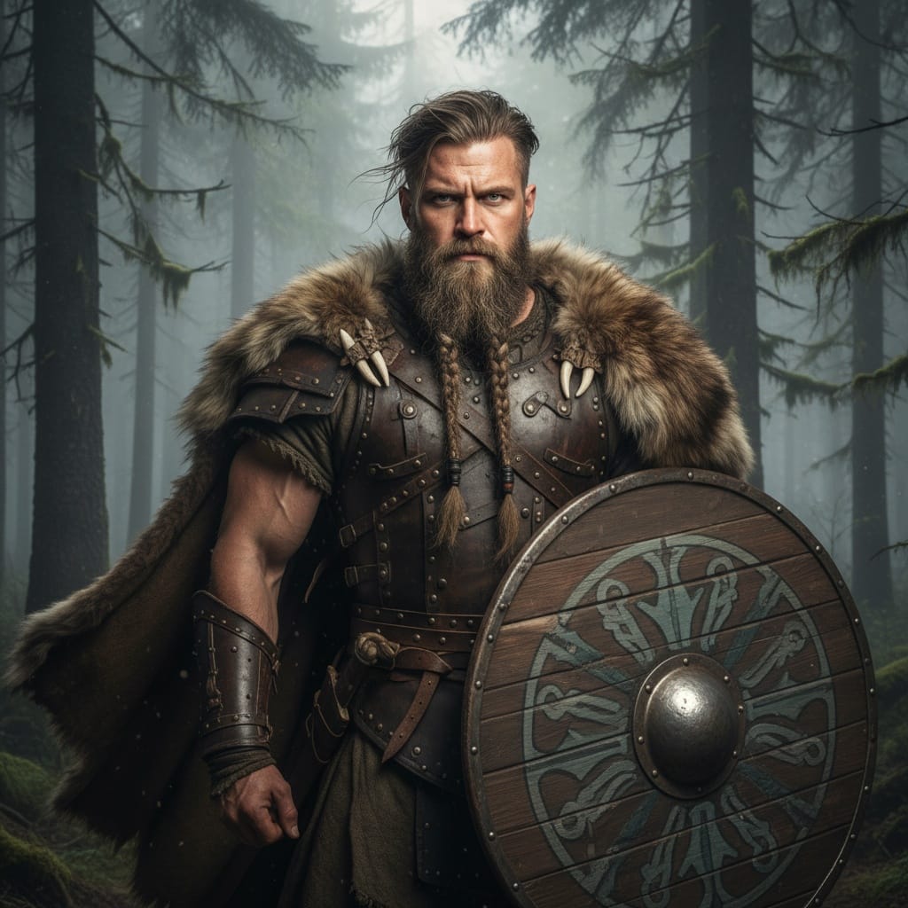 athletic white man shield warrior portrait 78160789