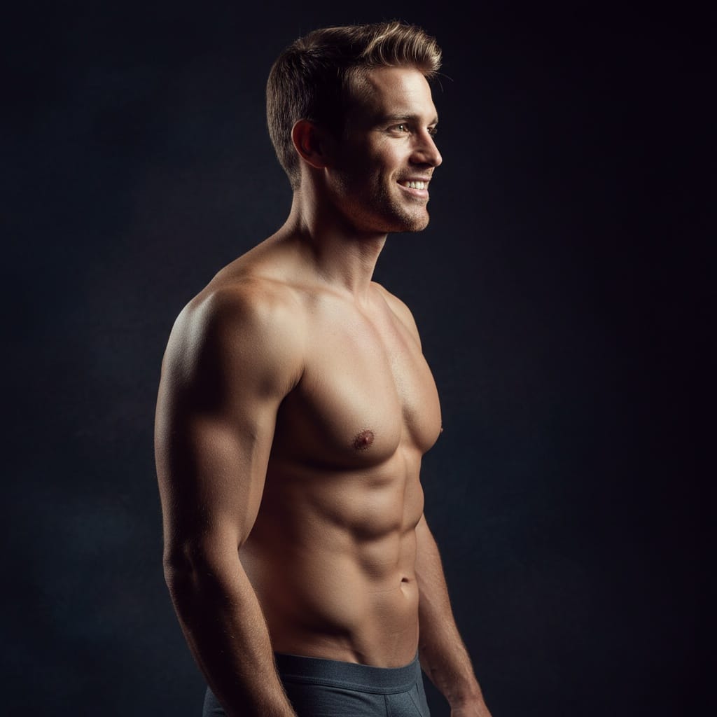 athletic white man side profile dramatic 45611659