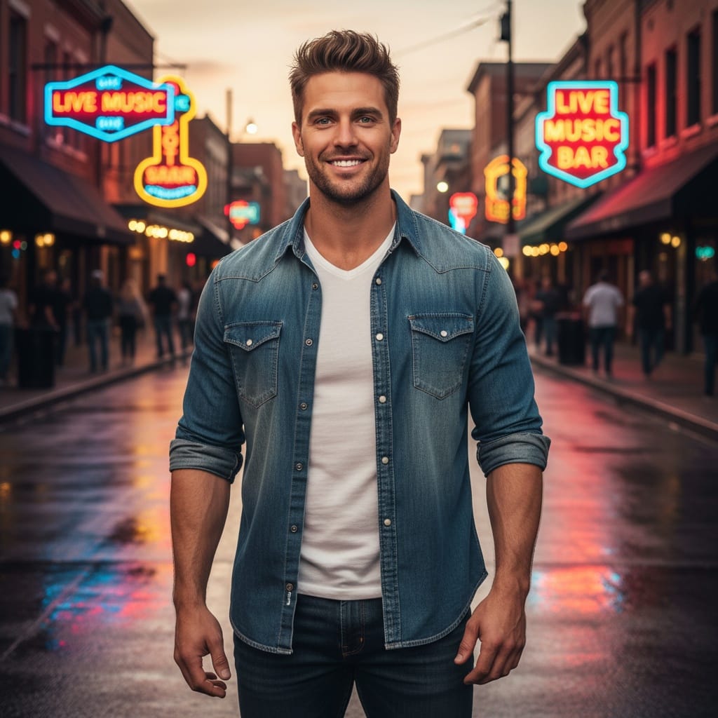 athletic white man sixth street nightlife 42844459