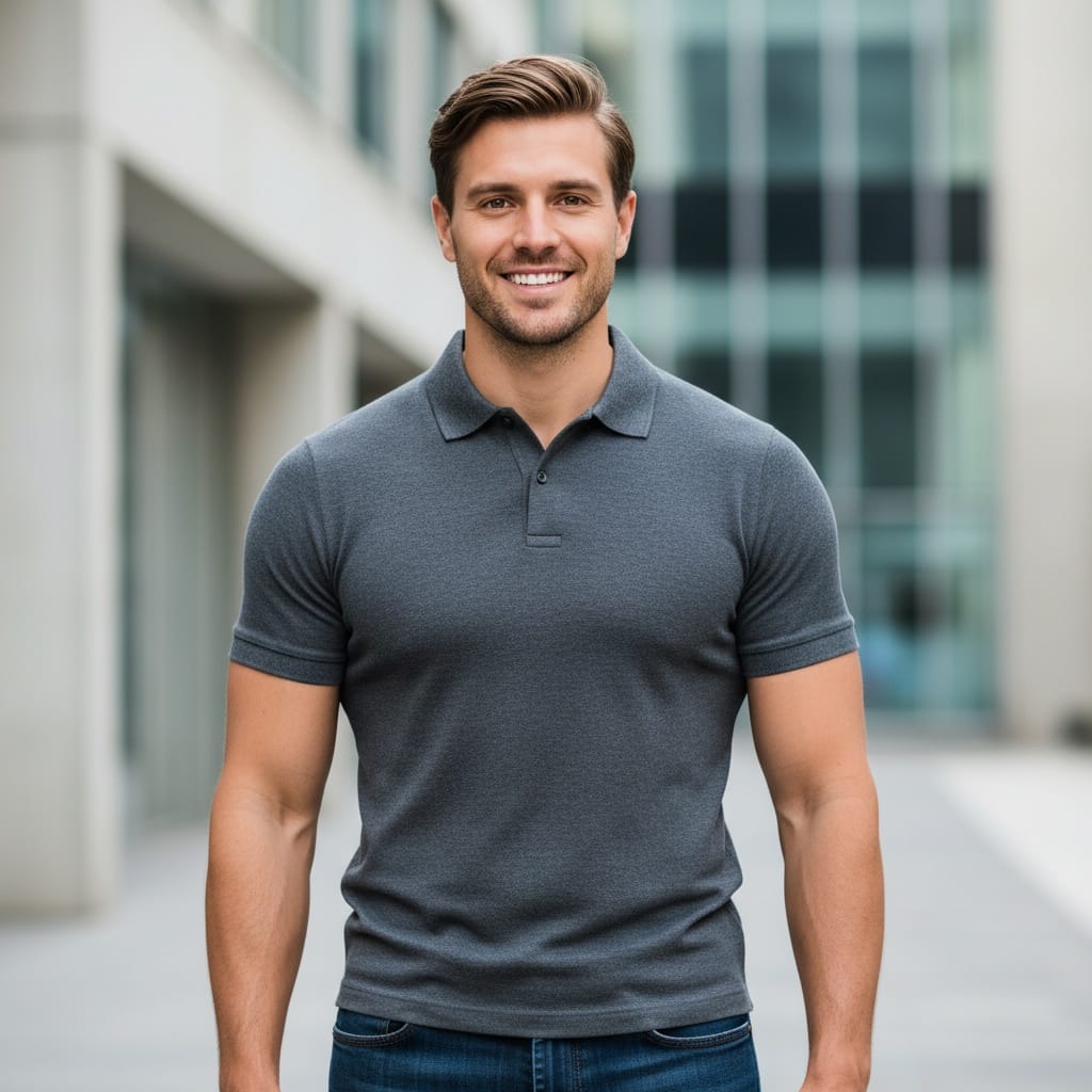 athletic white man smart casual urban 85486640