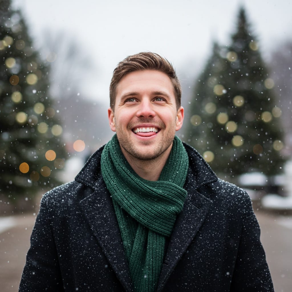 athletic white man snowy outdoor portrait 43191561