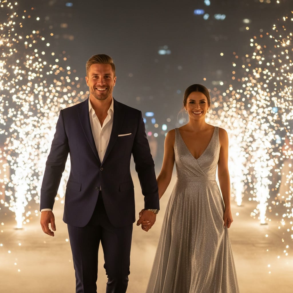 athletic white man sparkler send off 60130145