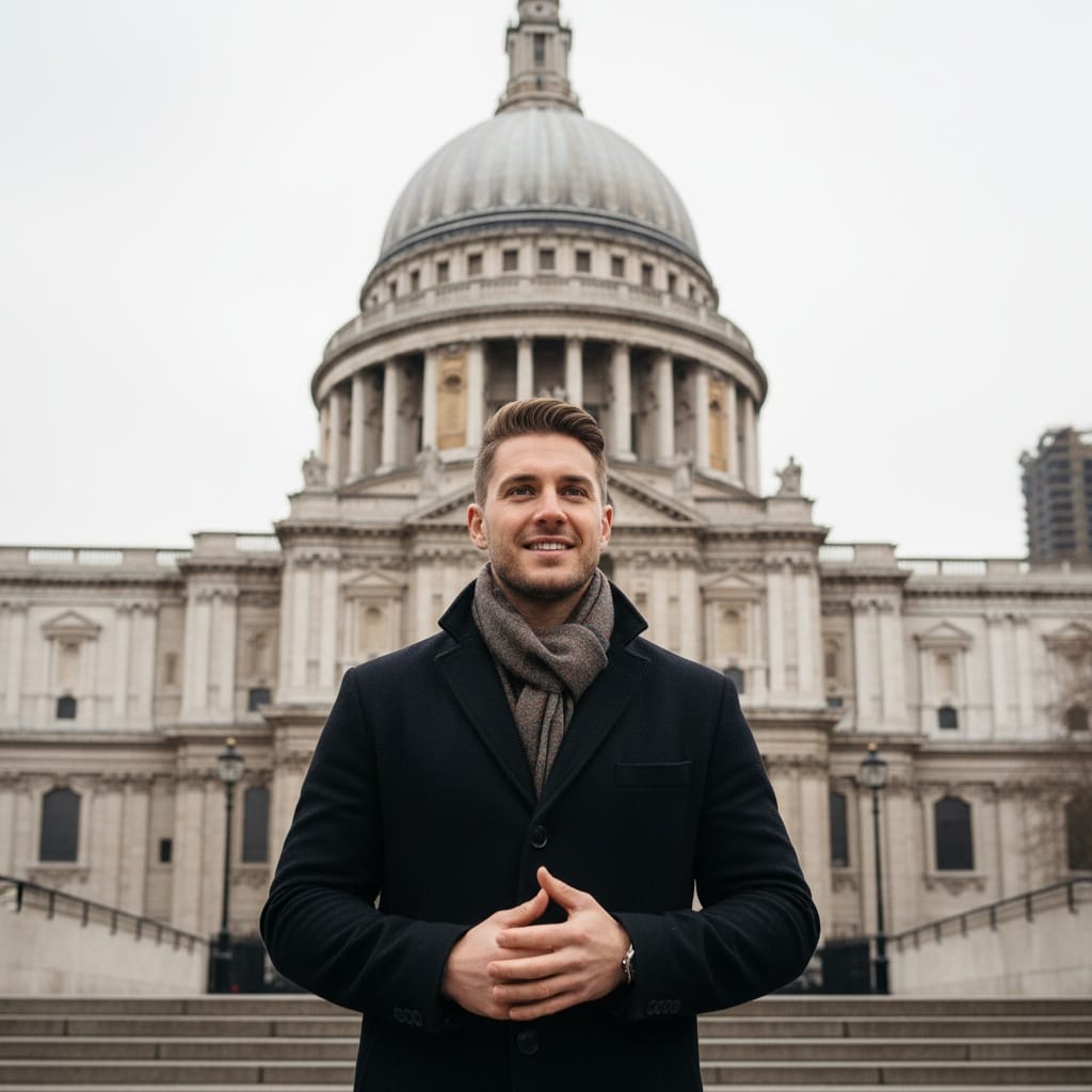 athletic white man st pauls cathedral steps 15943188