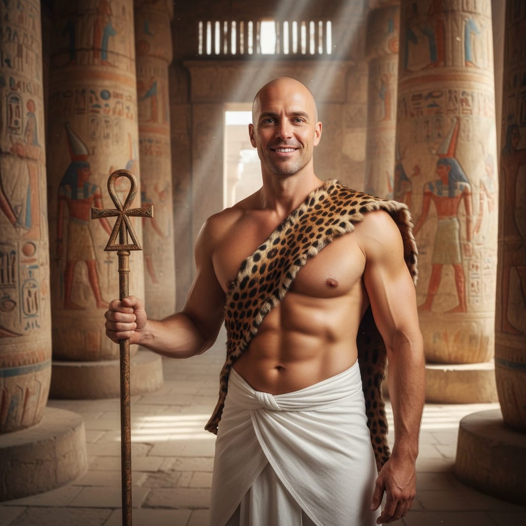 athletic white man temple priest interior 97321052