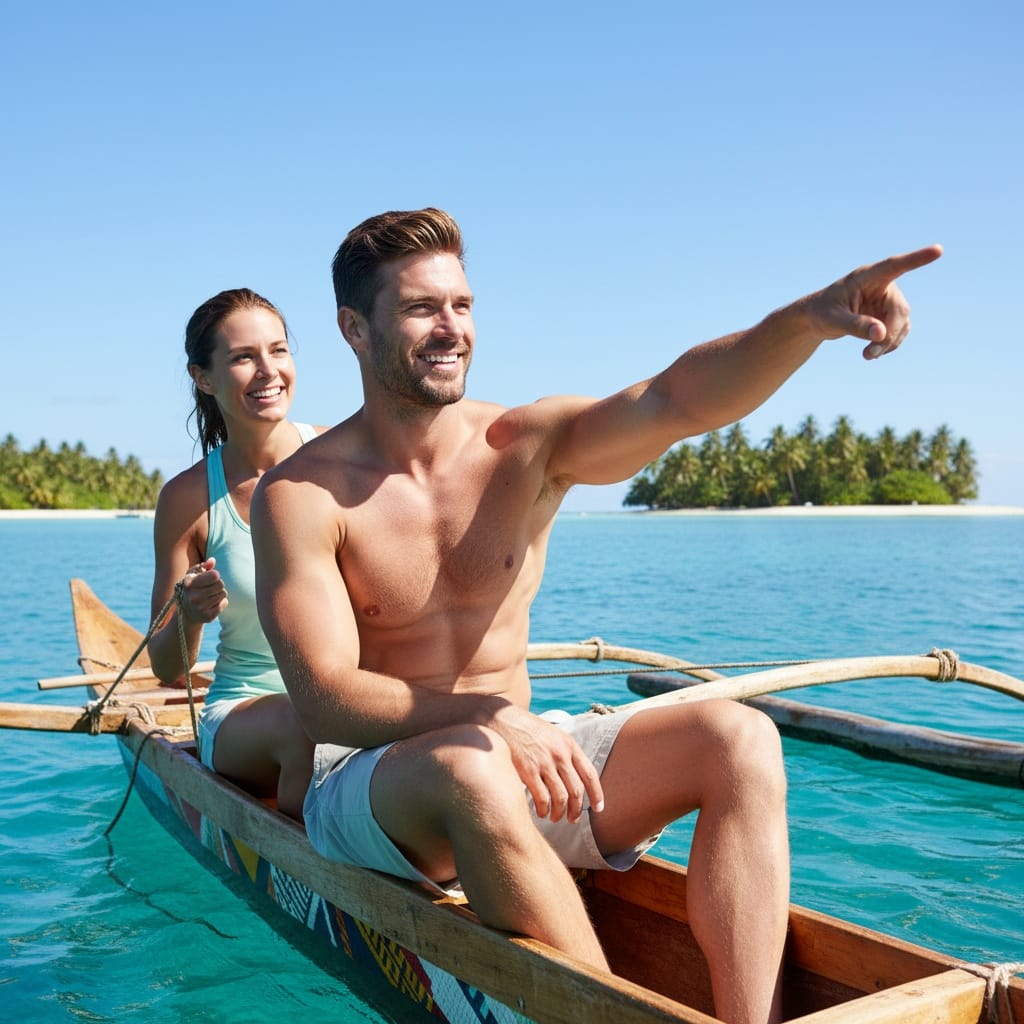 athletic white man traditional boat cruise 65148730