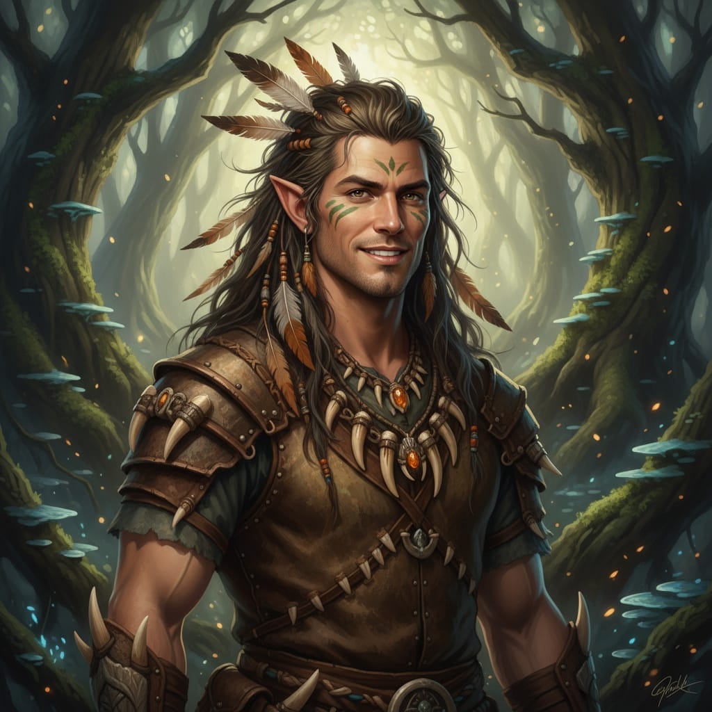 athletic white man tribal wood elf 72732613