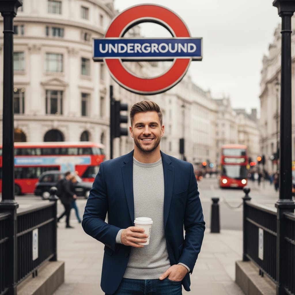 athletic white man underground tube sign 12808493