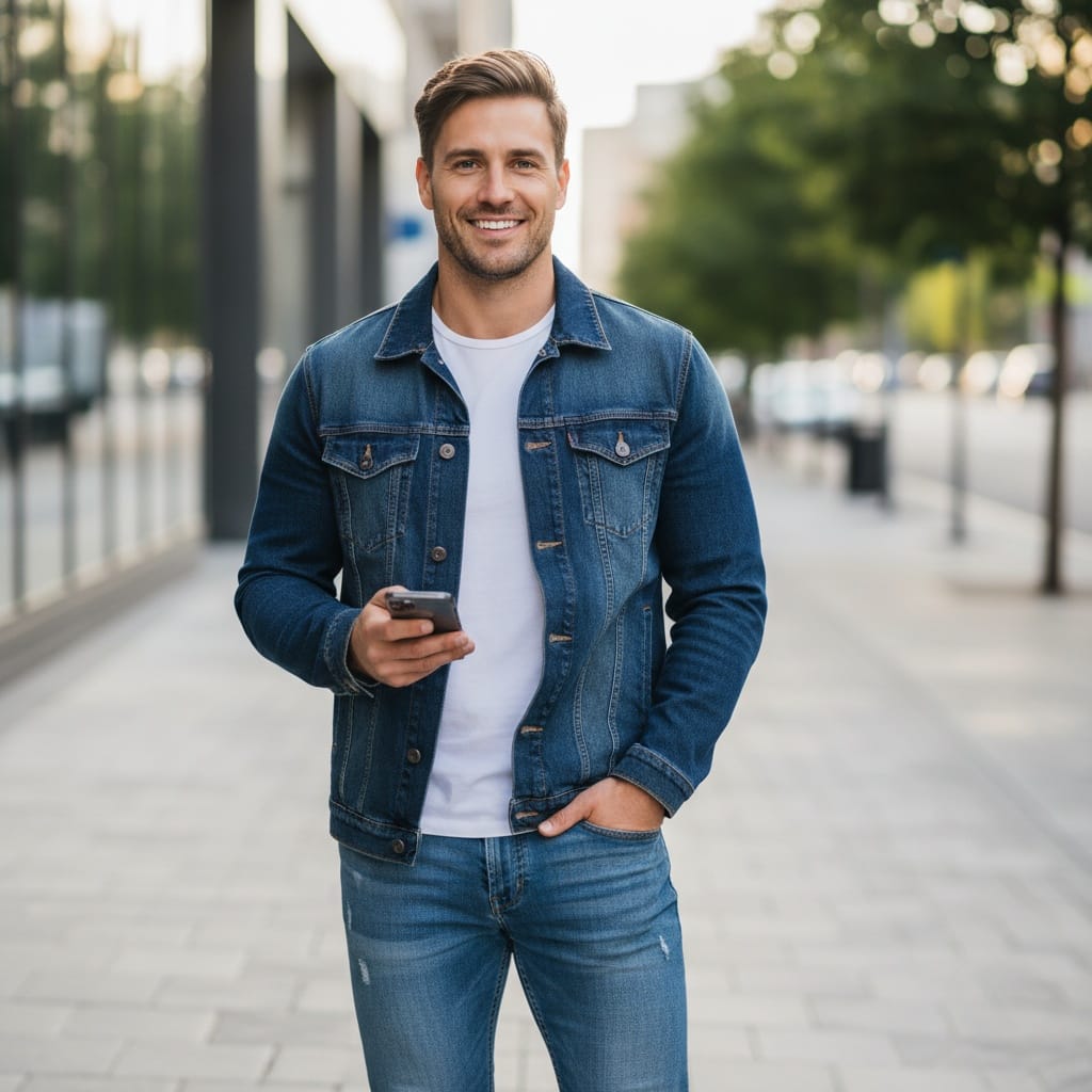 athletic white man urban street confident 74992438