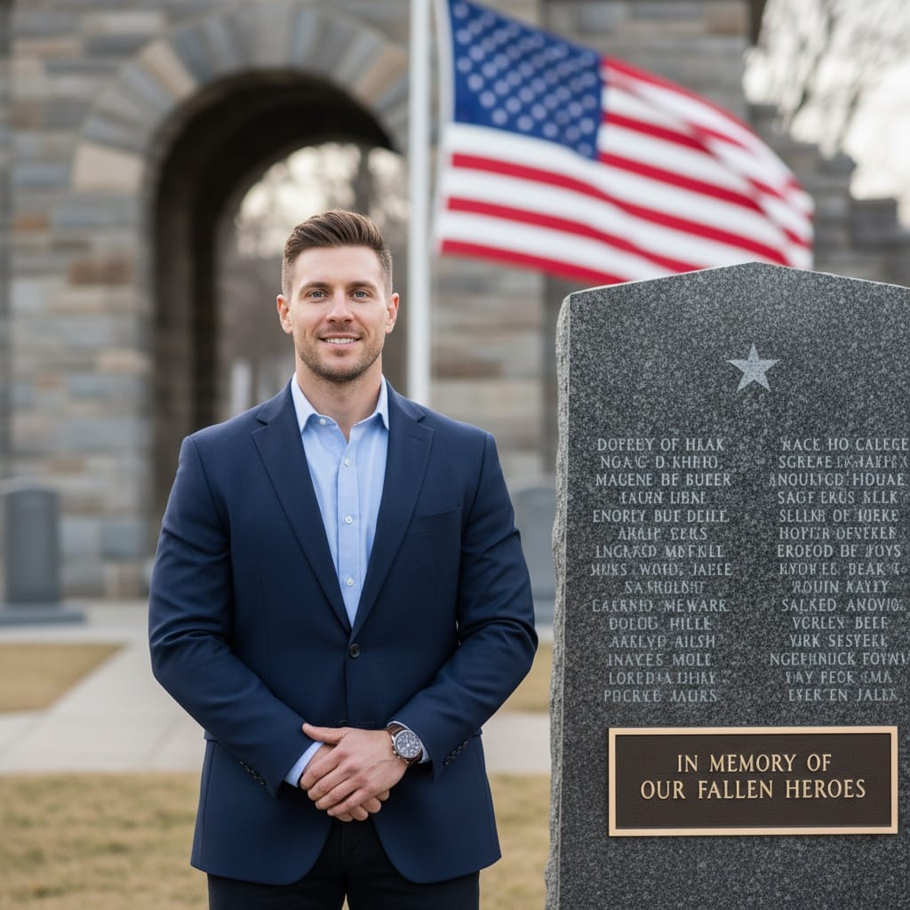 athletic white man veteran memorial respectful 49548037
