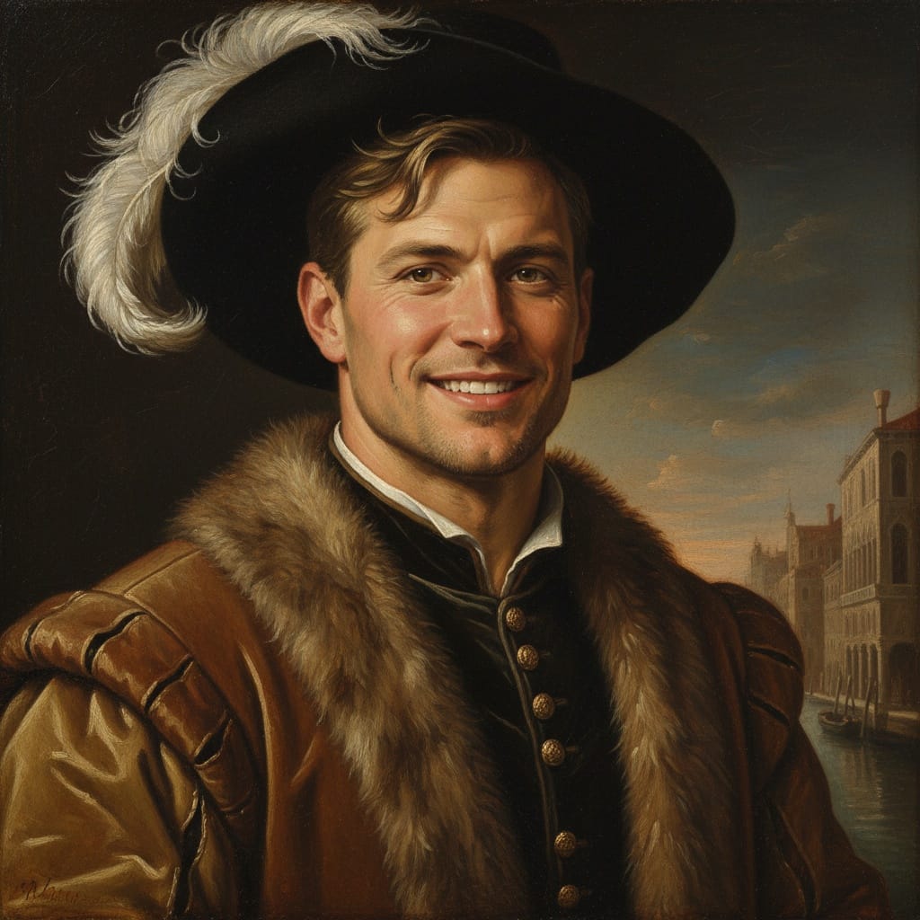 athletic white man wealthy merchant portrait 25851304