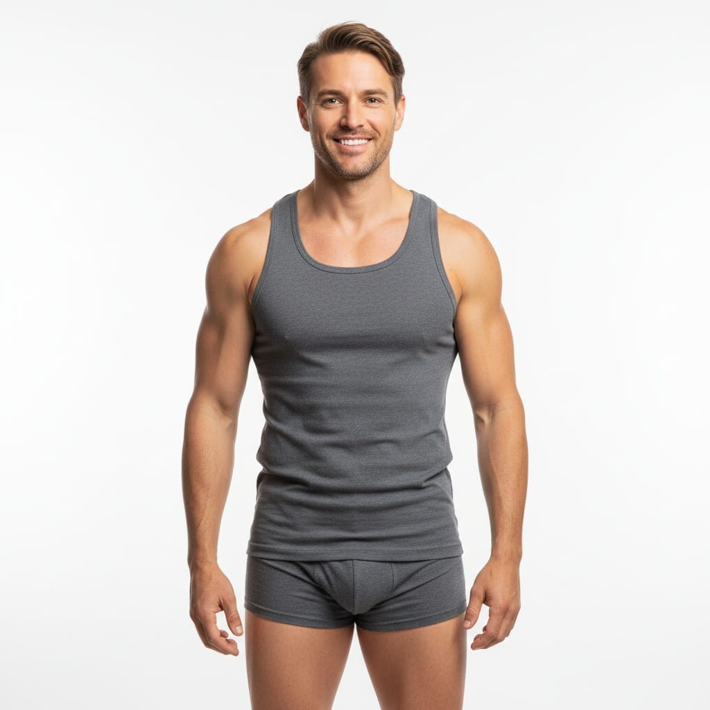 athletic white man white studio backdrop full body 12658782