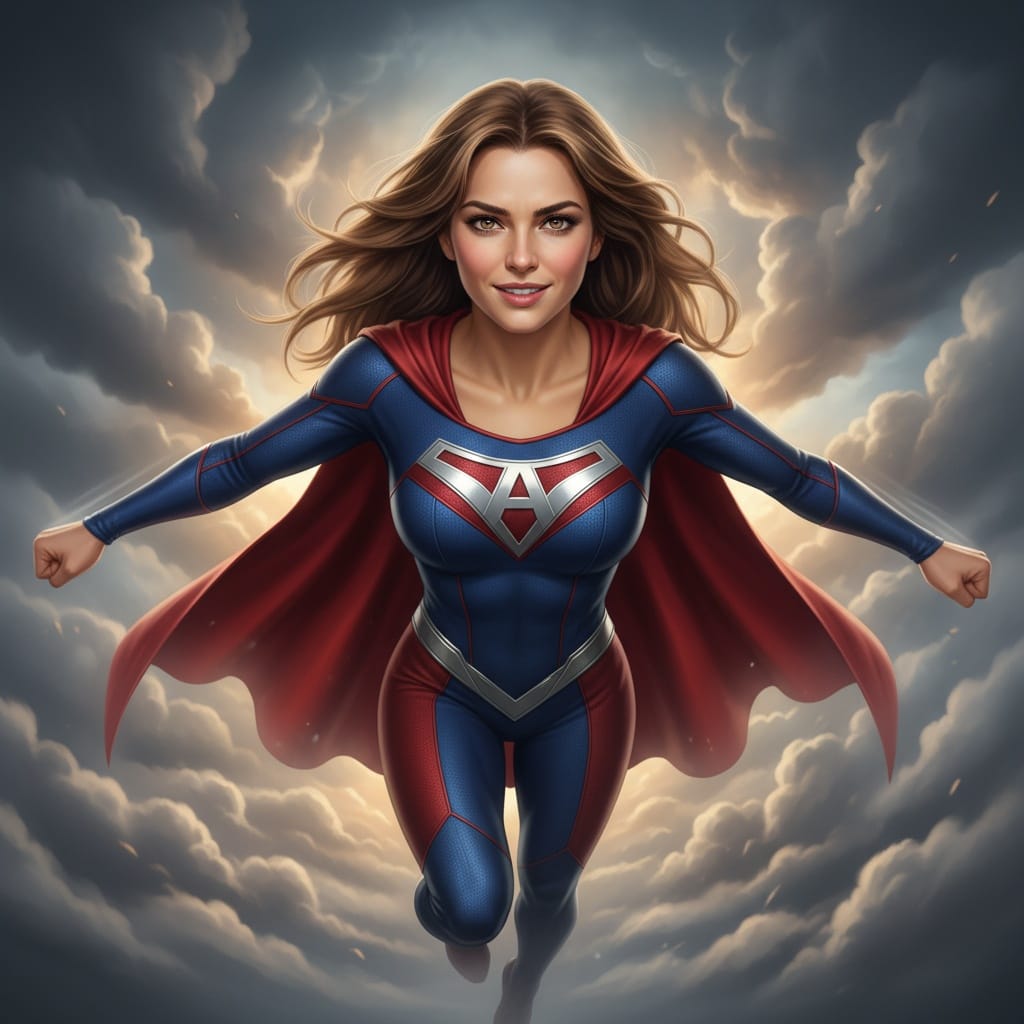 athletic white woman action flying pose sky 23679964