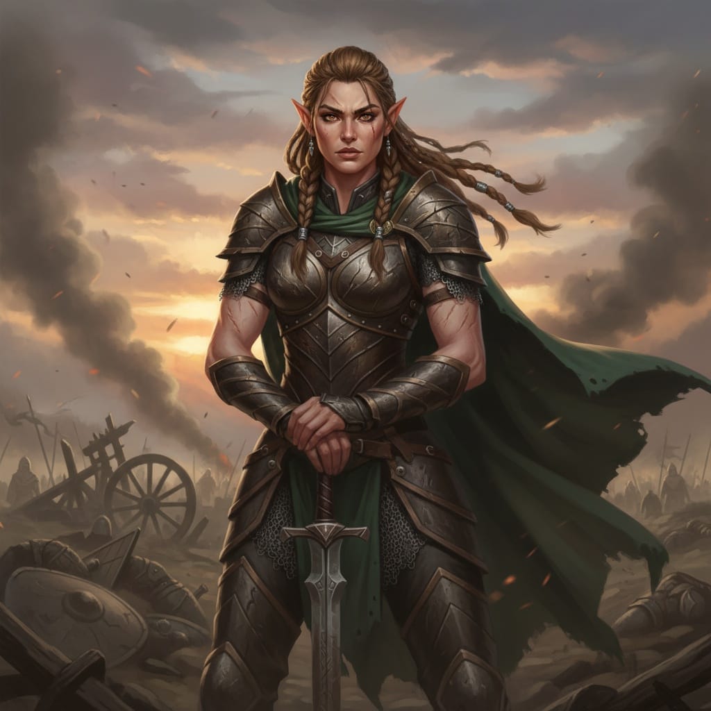 athletic white woman battle worn warrior 16584444