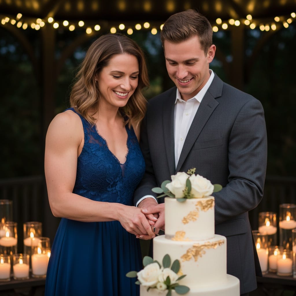 athletic white woman cake cutting ceremony 20850766