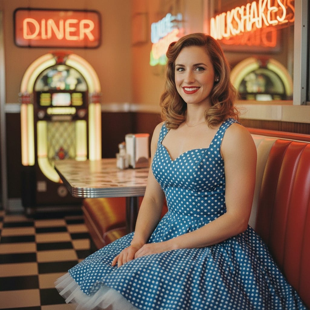 athletic white woman classic diner booth 89103353