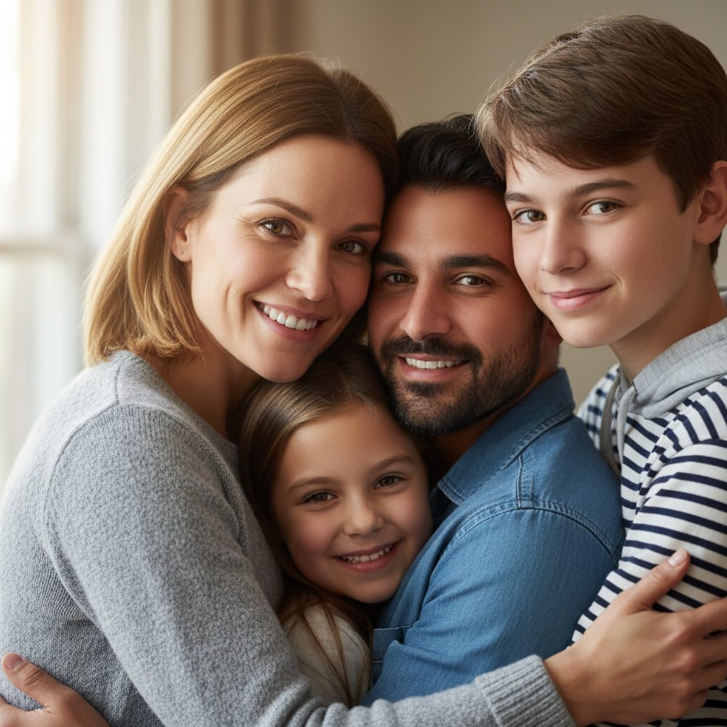 athletic white woman close group hug 29073717