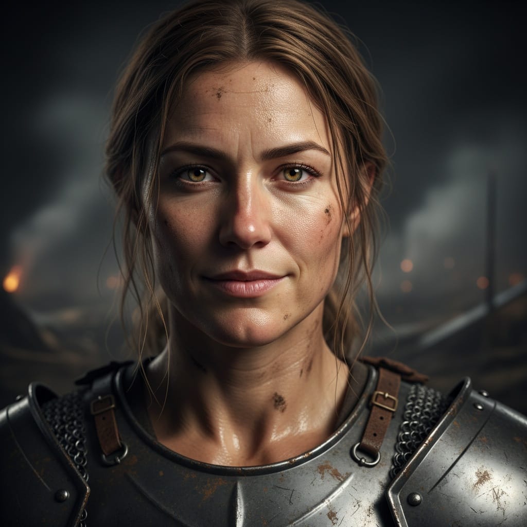 athletic white woman close up battle worn 28625125