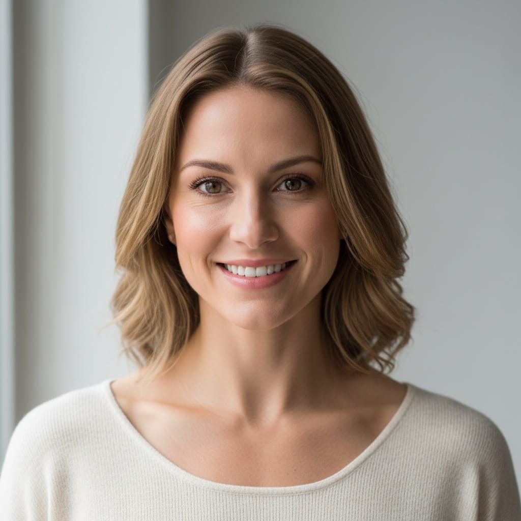athletic white woman close up genuine smile 98413278