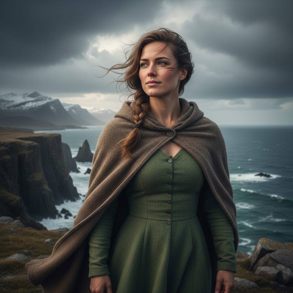 athletic white woman coastal cliff overlooking 81786960