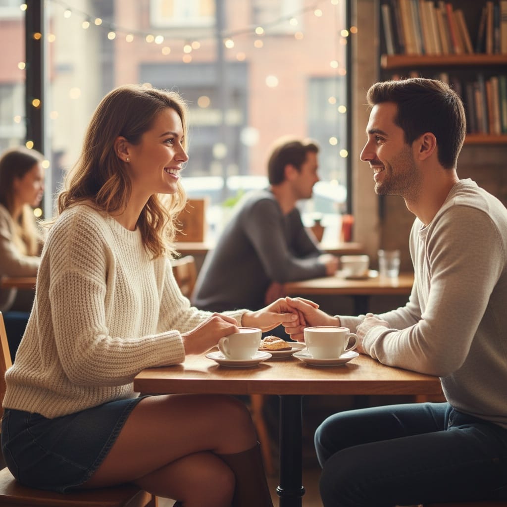 athletic white woman coffee shop date 76179268