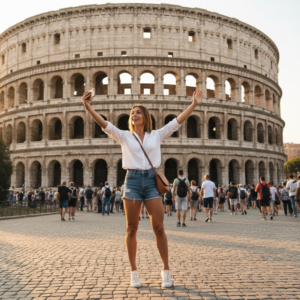 athletic white woman colosseum rome architecture 13937090