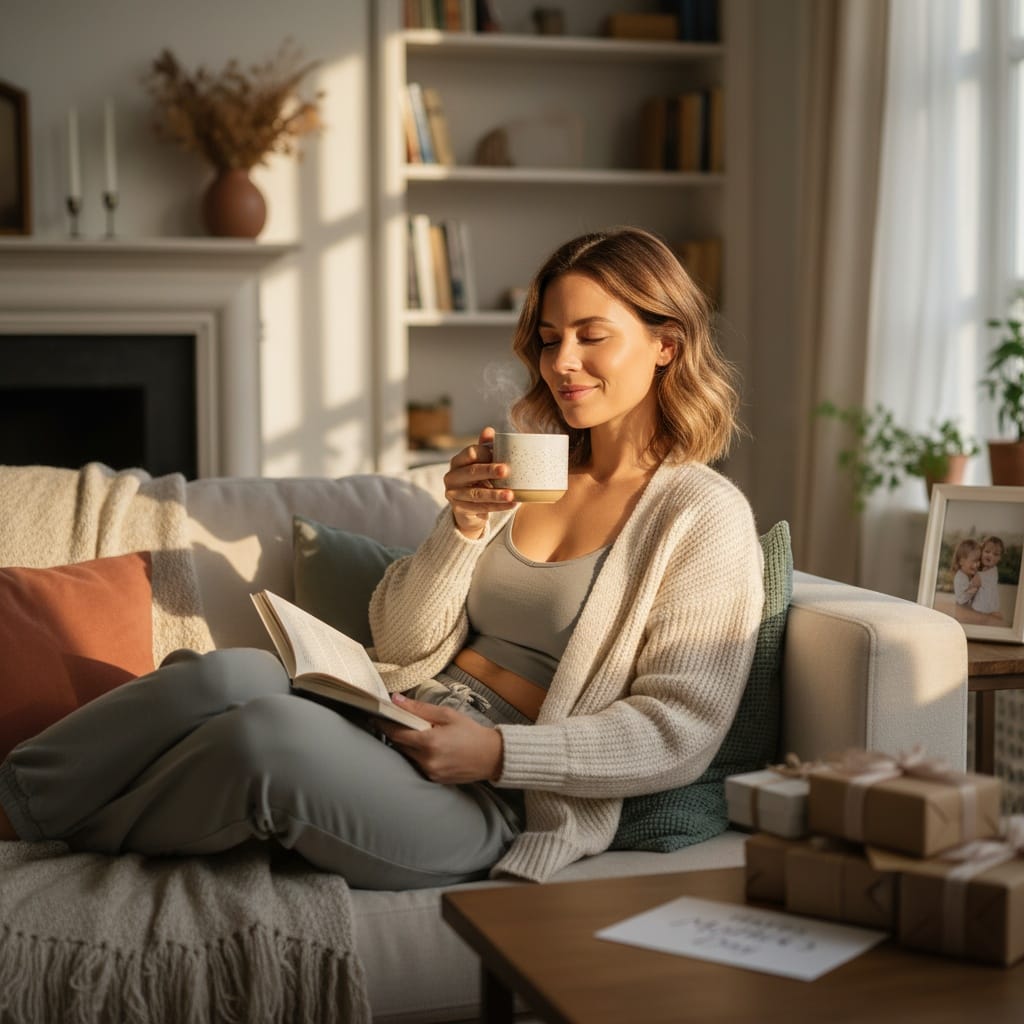 athletic white woman cozy reading moment 24715712