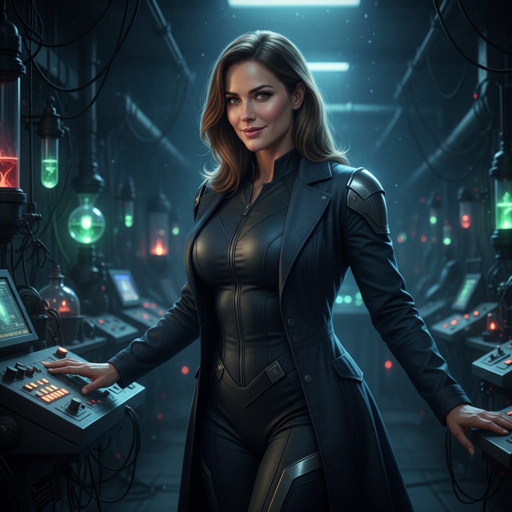 athletic white woman dark laboratory mastermind 60116885
