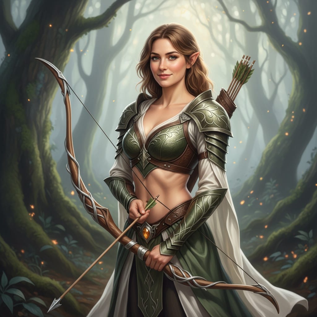 athletic white woman elven archer ethereal 50663389