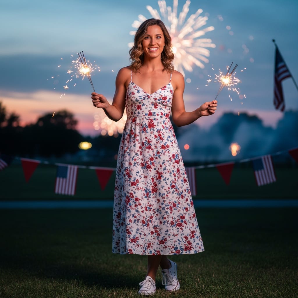athletic white woman family friendly sparklers 40336555