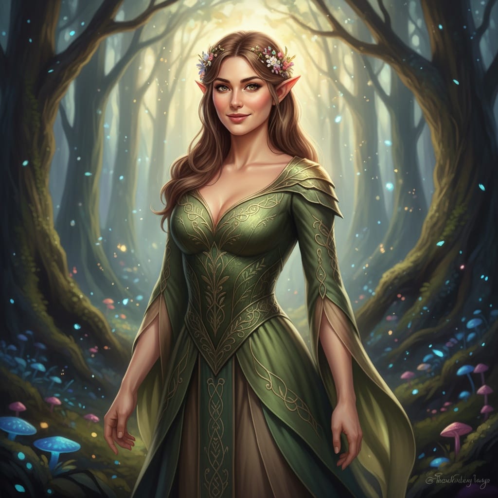 athletic white woman forest guardian portrait 53897863